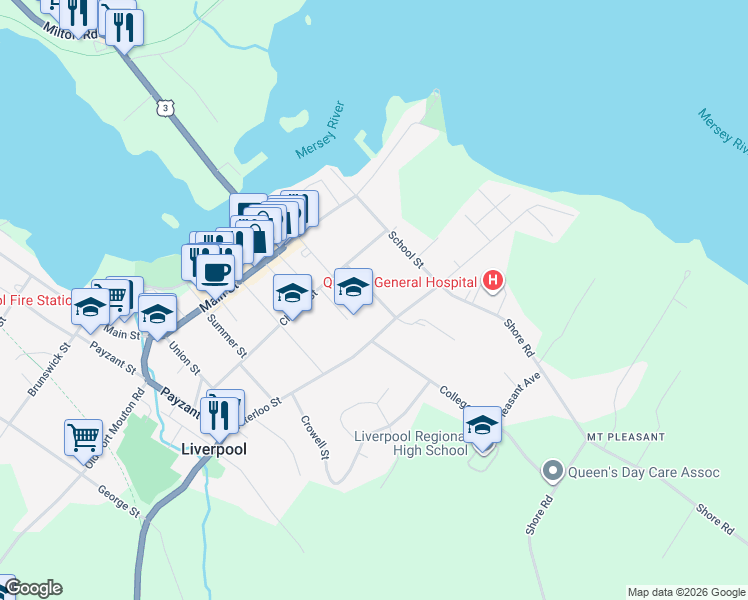 map of restaurants, bars, coffee shops, grocery stores, and more near 40 Park Street in Liverpool