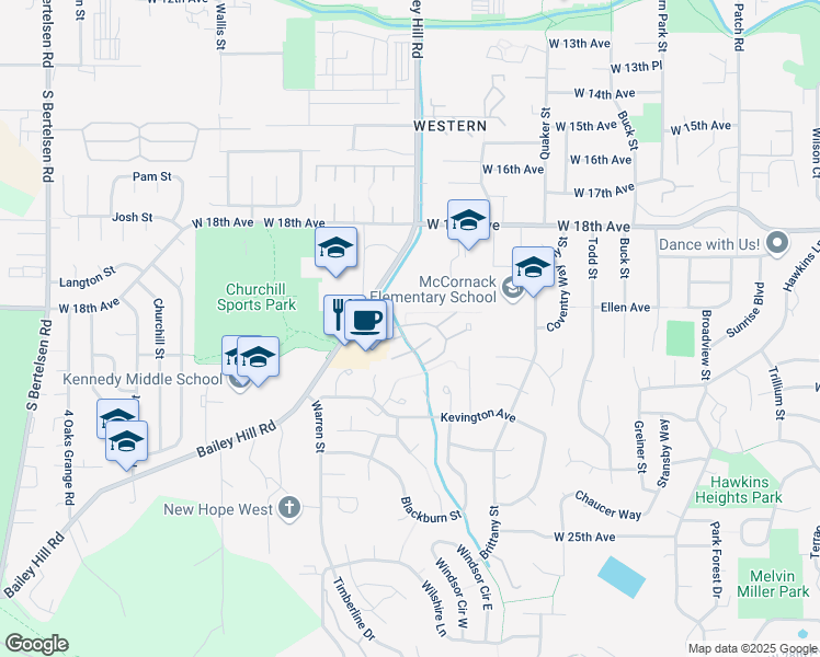 map of restaurants, bars, coffee shops, grocery stores, and more near 3800 Westleigh Street in Eugene