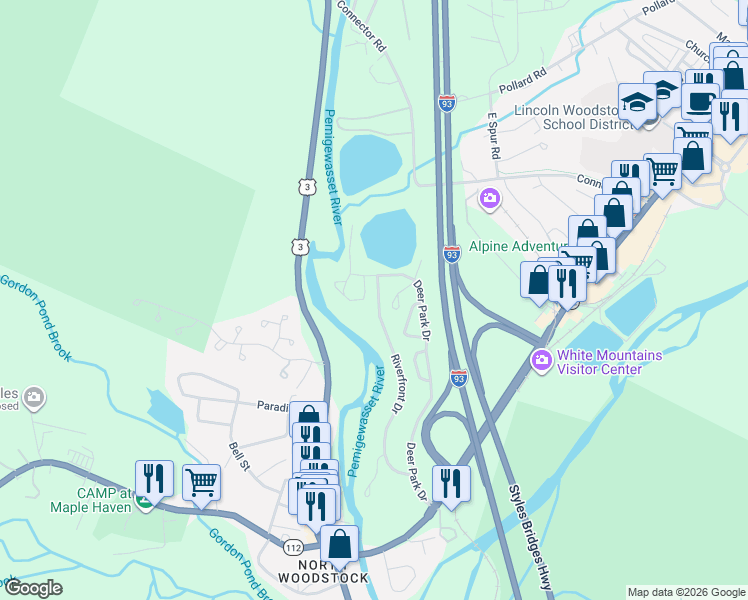 map of restaurants, bars, coffee shops, grocery stores, and more near 14 Riverfront Drive in Lincoln