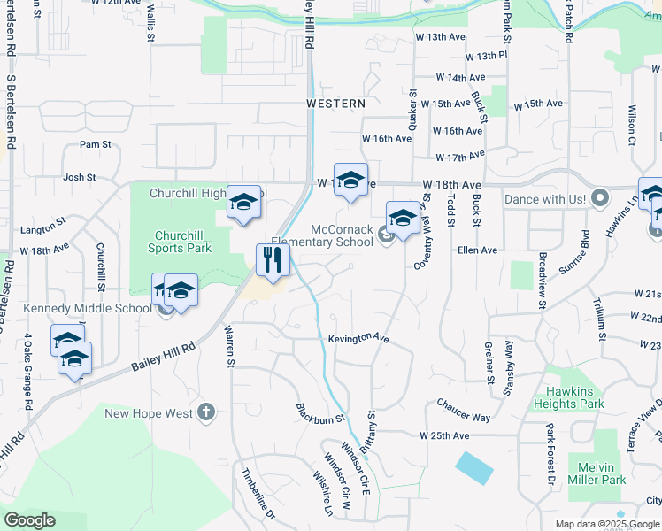 map of restaurants, bars, coffee shops, grocery stores, and more near 3747 Westleigh Street in Eugene