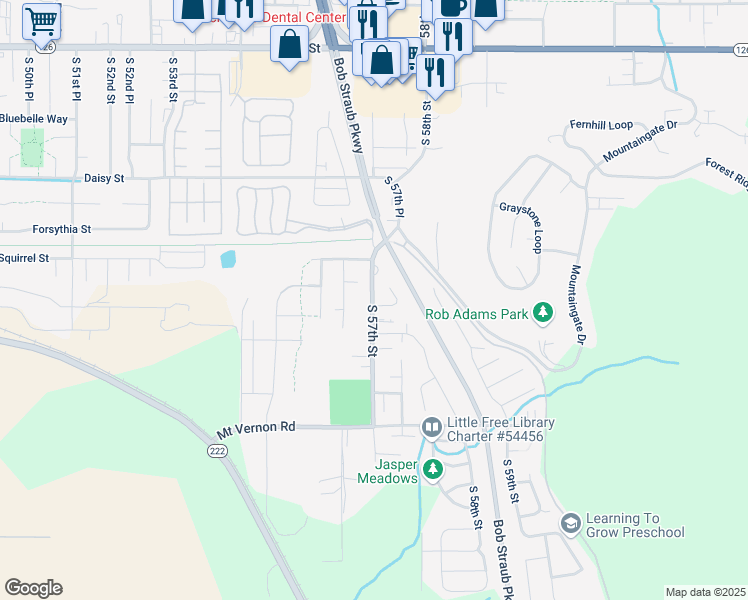 map of restaurants, bars, coffee shops, grocery stores, and more near 897 South 56th Street in Springfield