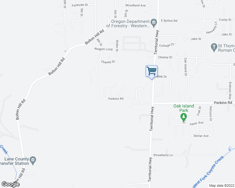 map of restaurants, bars, coffee shops, grocery stores, and more near 25094 Sun Ridge Way in Veneta
