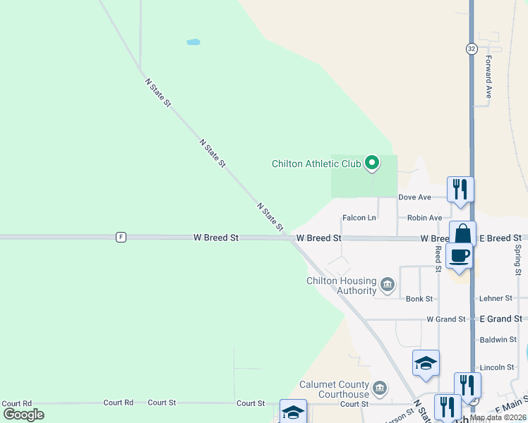 map of restaurants, bars, coffee shops, grocery stores, and more near 674 North State Street in Chilton