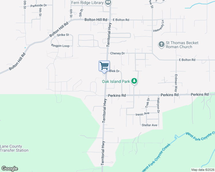 map of restaurants, bars, coffee shops, grocery stores, and more near 25047 Territorial Court in Veneta