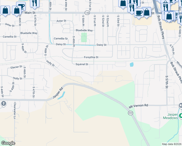 map of restaurants, bars, coffee shops, grocery stores, and more near Booth-Kelly Road in Springfield