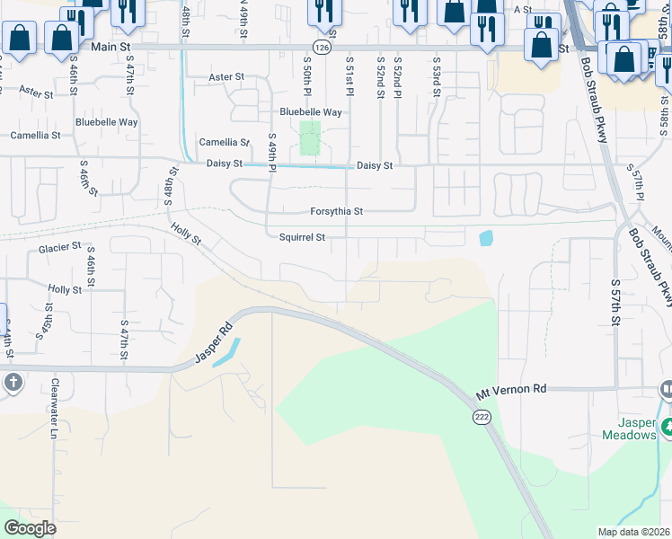 map of restaurants, bars, coffee shops, grocery stores, and more near Booth-Kelly Road in Springfield