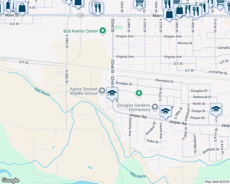 map of restaurants, bars, coffee shops, grocery stores, and more near 878 South 32nd Place in Springfield