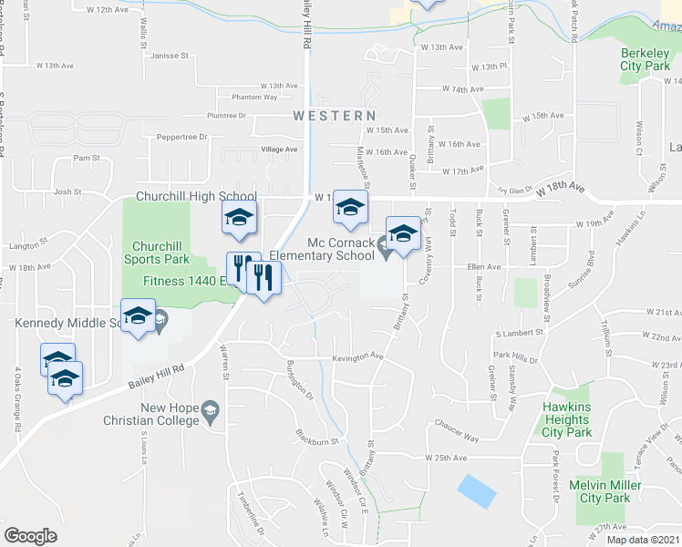 map of restaurants, bars, coffee shops, grocery stores, and more near 3759 Westleigh Street in Eugene