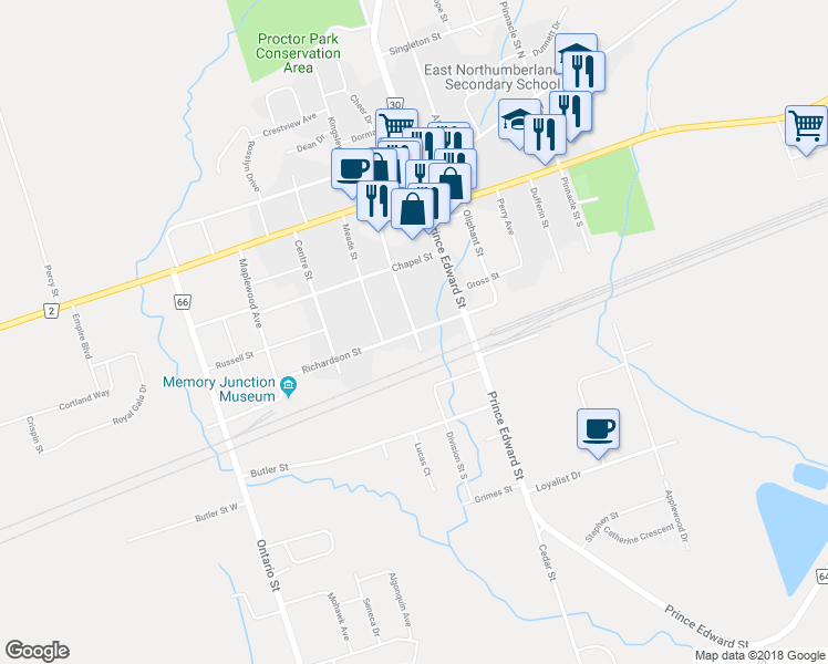 map of restaurants, bars, coffee shops, grocery stores, and more near 54 Division Street North in Brighton