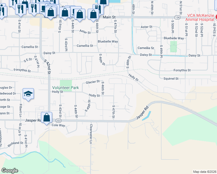 map of restaurants, bars, coffee shops, grocery stores, and more near 4660 Hailey Court in Springfield