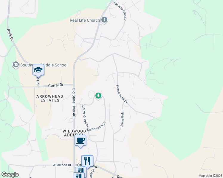 map of restaurants, bars, coffee shops, grocery stores, and more near 4778 Ridgecrest Court in Rapid City