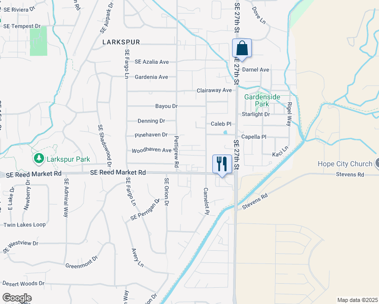 map of restaurants, bars, coffee shops, grocery stores, and more near 61632 Pettigrew Road in Bend