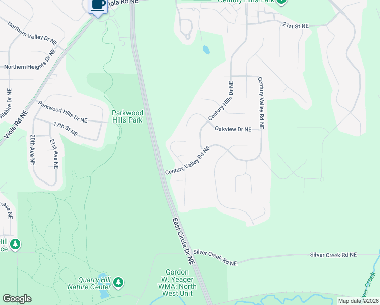 map of restaurants, bars, coffee shops, grocery stores, and more near 2675 Century Stone Lane Northeast in Rochester