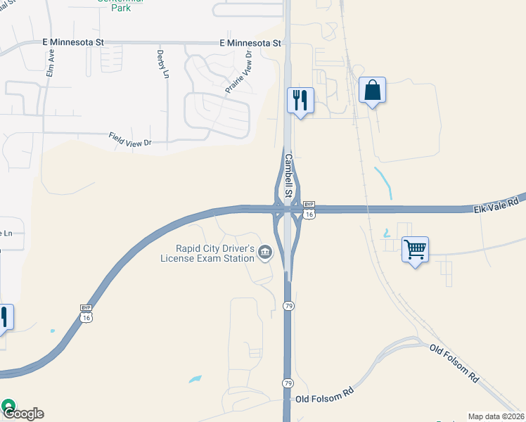 map of restaurants, bars, coffee shops, grocery stores, and more near 1330 East Catron Boulevard in Rapid City