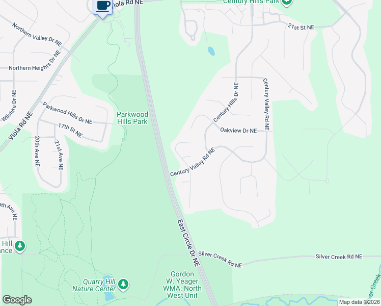 map of restaurants, bars, coffee shops, grocery stores, and more near 2675 Century Stone Lane Northeast in Rochester