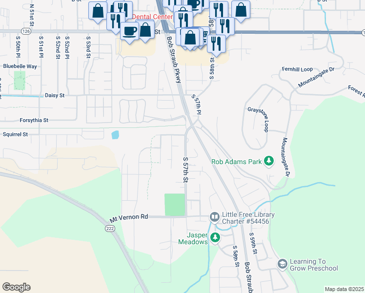 map of restaurants, bars, coffee shops, grocery stores, and more near 897 South 56th Street in Springfield