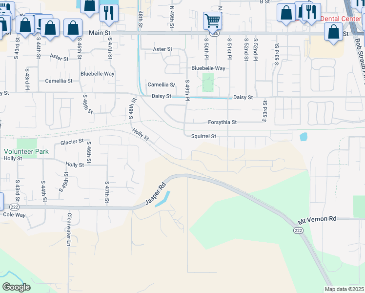 map of restaurants, bars, coffee shops, grocery stores, and more near 4950 Glacier Drive in Springfield