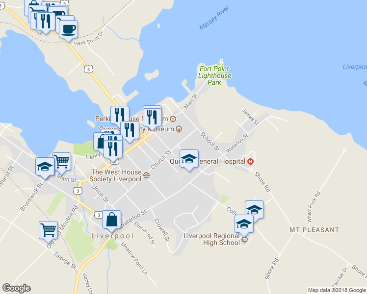 map of restaurants, bars, coffee shops, grocery stores, and more near 9 Park Street in Liverpool