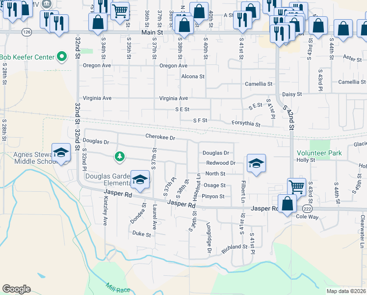 map of restaurants, bars, coffee shops, grocery stores, and more near 826 South 38th Street in Springfield