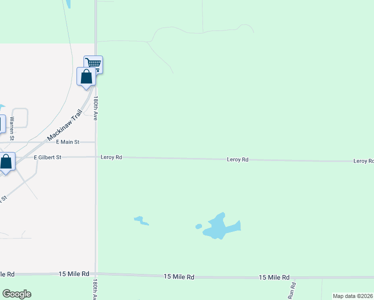 map of restaurants, bars, coffee shops, grocery stores, and more near 17582 Leroy Road in Le Roy