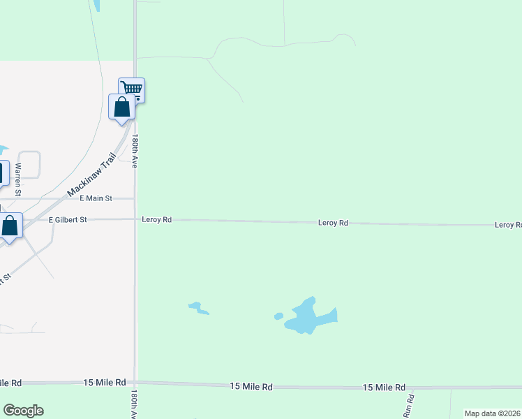 map of restaurants, bars, coffee shops, grocery stores, and more near 17582 Leroy Road in Le Roy