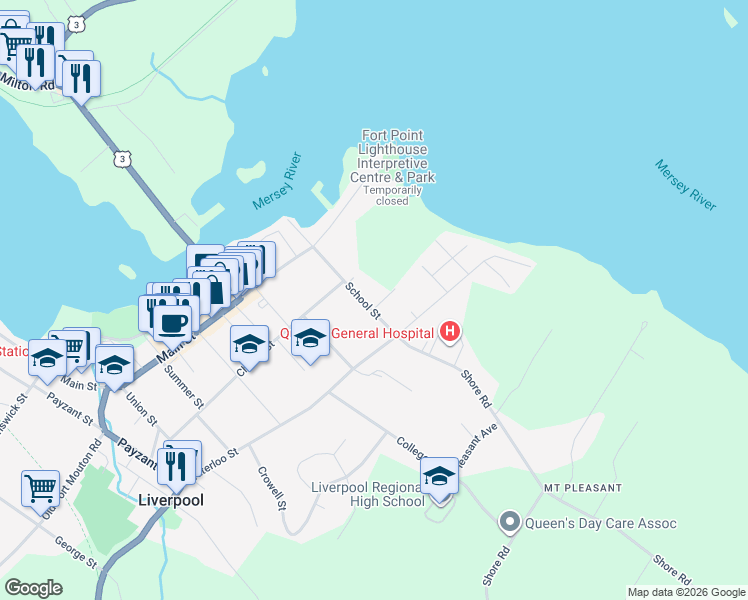 map of restaurants, bars, coffee shops, grocery stores, and more near 85 School Street in Hunts Point