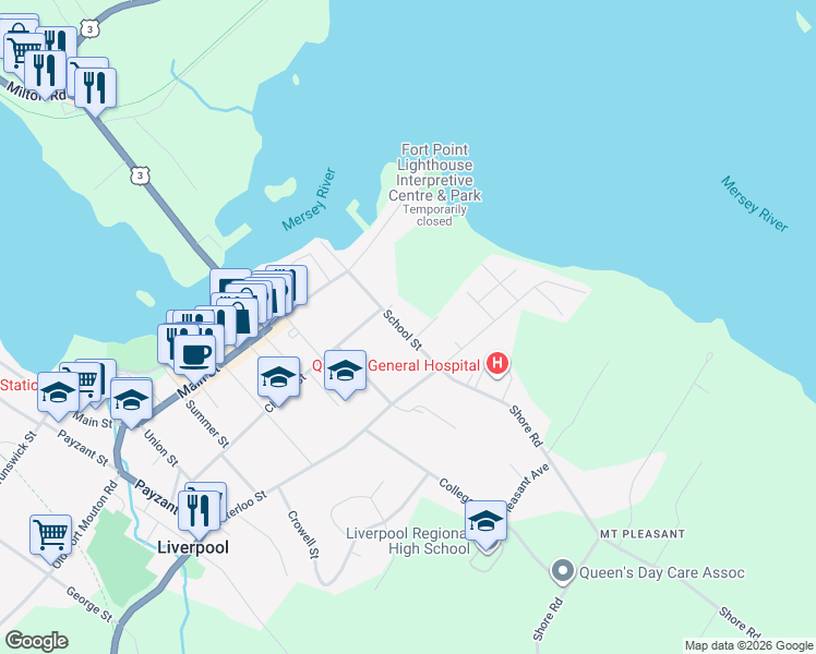 map of restaurants, bars, coffee shops, grocery stores, and more near 85 School Street in Hunts Point