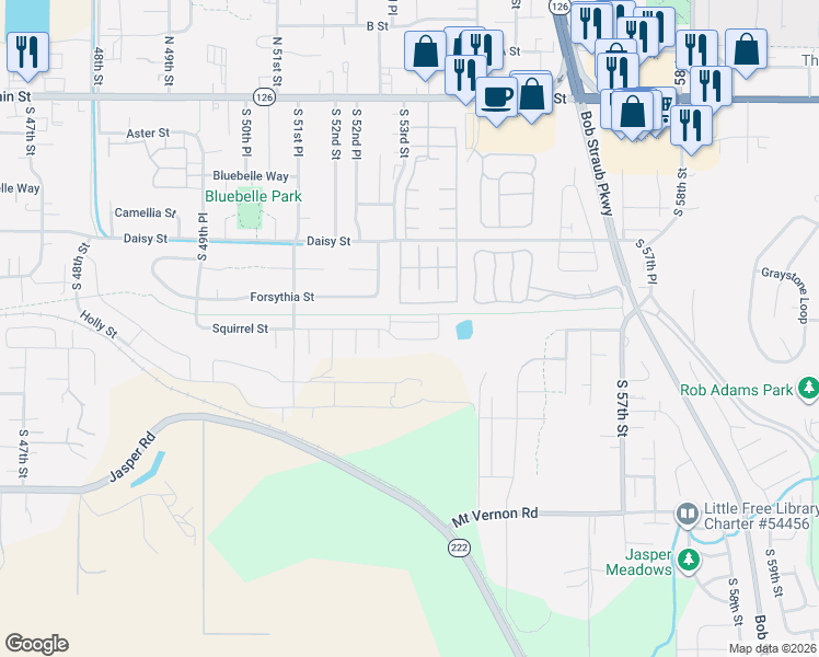 map of restaurants, bars, coffee shops, grocery stores, and more near Booth-Kelly Road in Springfield