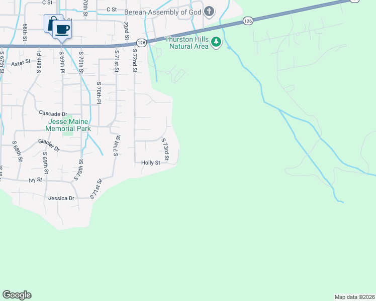 map of restaurants, bars, coffee shops, grocery stores, and more near 7291 Holly Street in Springfield