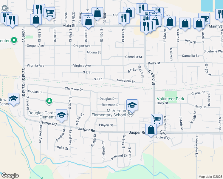 map of restaurants, bars, coffee shops, grocery stores, and more near 4022 Douglas Drive in Springfield