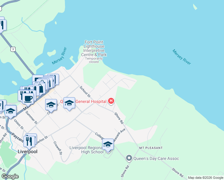 map of restaurants, bars, coffee shops, grocery stores, and more near 55 Waterloo Street in Hunts Point