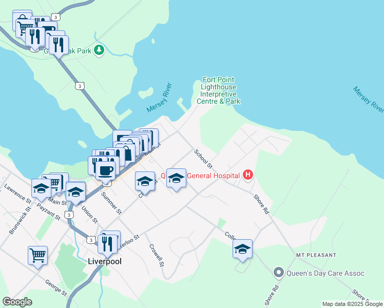 map of restaurants, bars, coffee shops, grocery stores, and more near 85 Church Street in Liverpool