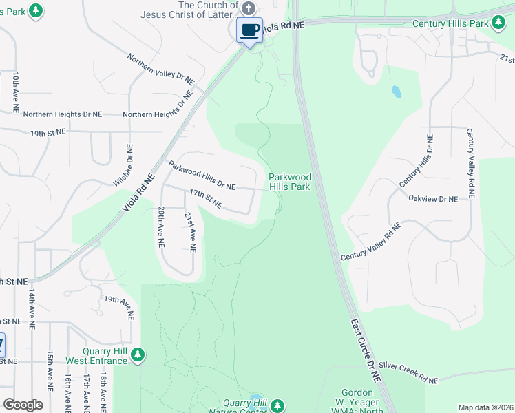 map of restaurants, bars, coffee shops, grocery stores, and more near 1734 22nd Avenue Northeast in Rochester