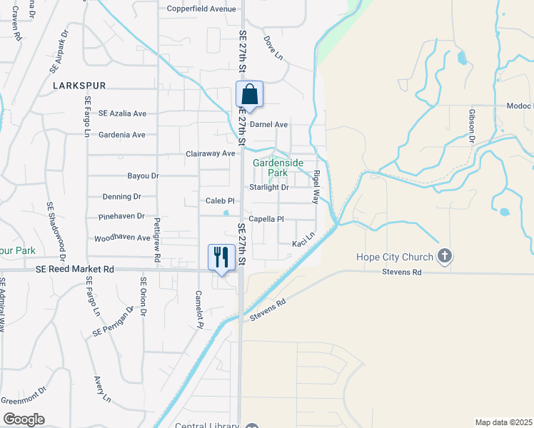 map of restaurants, bars, coffee shops, grocery stores, and more near 21234 Capella Place in Bend