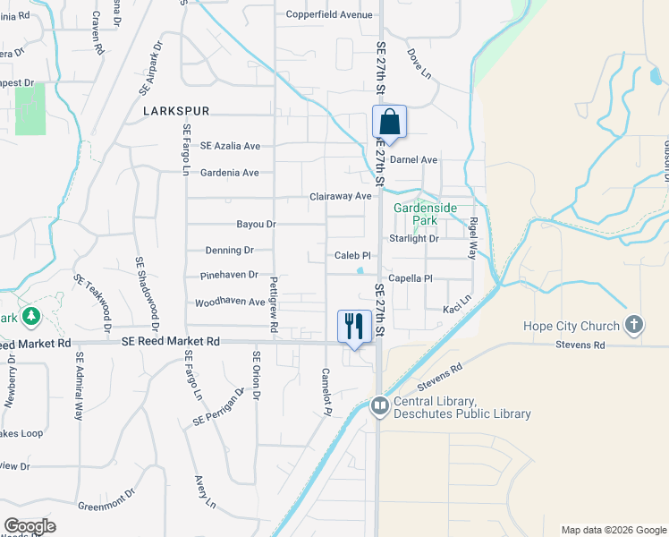 map of restaurants, bars, coffee shops, grocery stores, and more near 61674 Daly Estates Drive in Bend