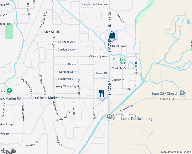 map of restaurants, bars, coffee shops, grocery stores, and more near 61674 Daly Estates Drive in Bend