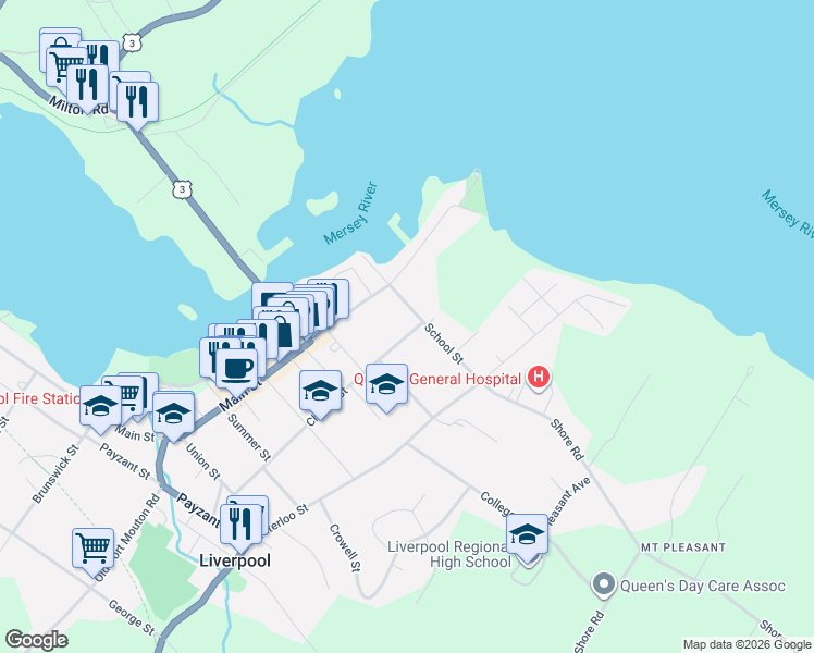 map of restaurants, bars, coffee shops, grocery stores, and more near 90 Church Street in Liverpool