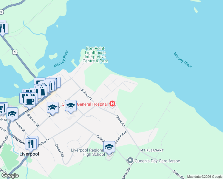 map of restaurants, bars, coffee shops, grocery stores, and more near 54 Waterloo Street in Hunts Point