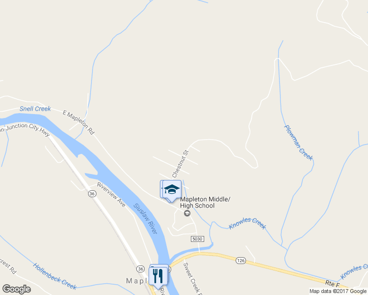 map of restaurants, bars, coffee shops, grocery stores, and more near 88256 Chestnut Street in Mapleton