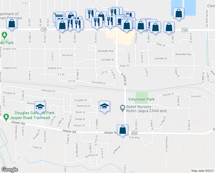 map of restaurants, bars, coffee shops, grocery stores, and more near 692 South 41st Place in Springfield