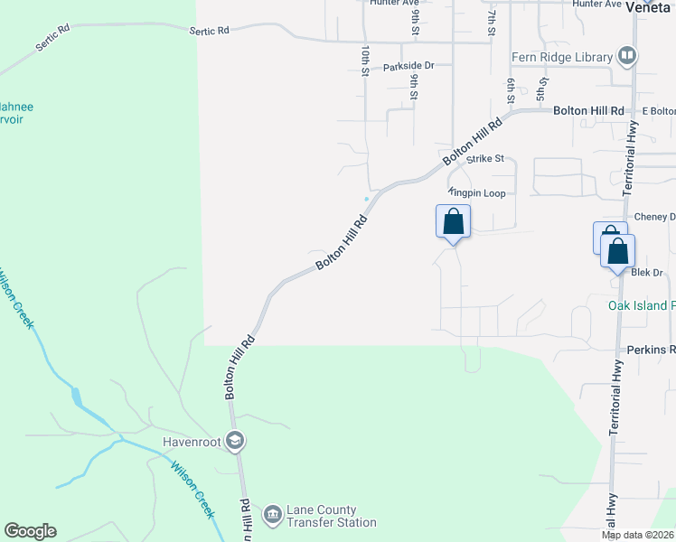 map of restaurants, bars, coffee shops, grocery stores, and more near 24674 Bolton Hill Road in Veneta
