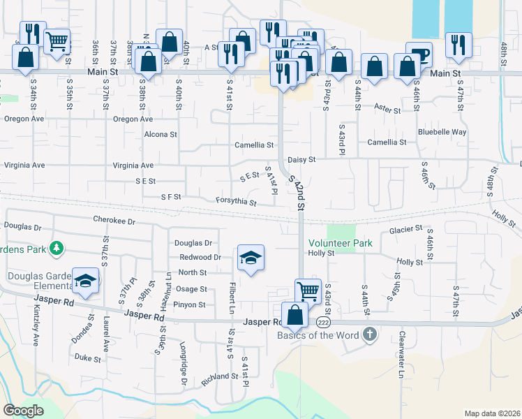 map of restaurants, bars, coffee shops, grocery stores, and more near 692 South 41st Place in Springfield