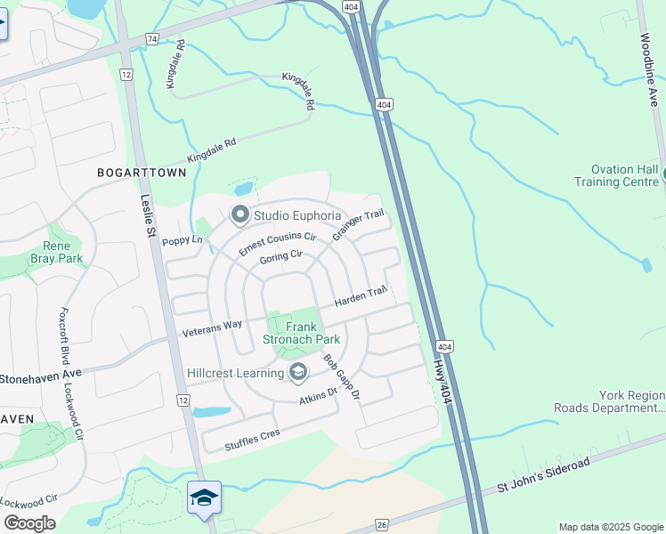 map of restaurants, bars, coffee shops, grocery stores, and more near 921 Goring Circle in Newmarket
