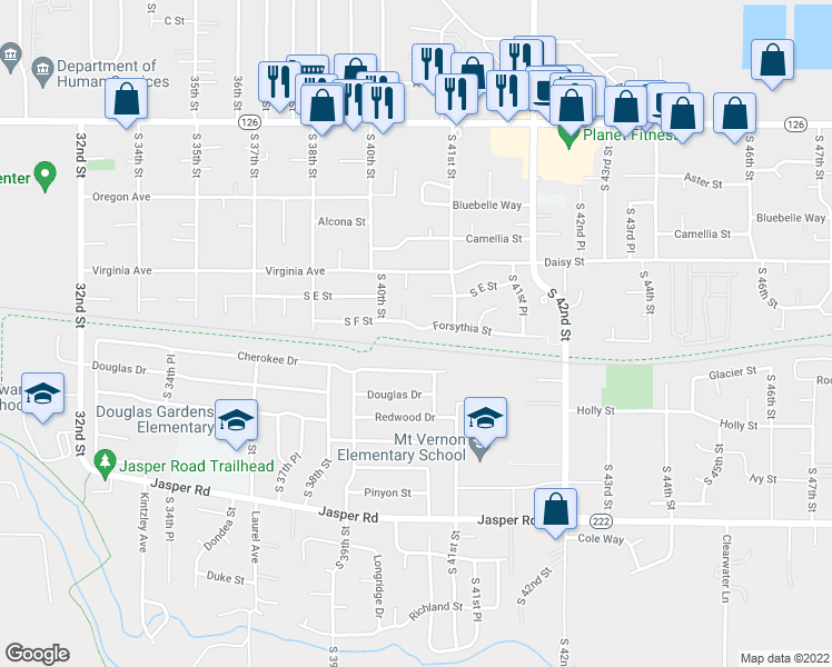map of restaurants, bars, coffee shops, grocery stores, and more near 4047 Forsythia Street in Springfield