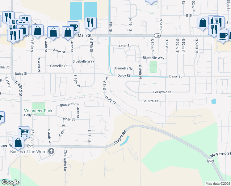 map of restaurants, bars, coffee shops, grocery stores, and more near 4846 Glacier Drive in Springfield