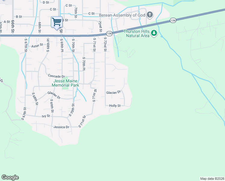 map of restaurants, bars, coffee shops, grocery stores, and more near 7248 Glacier Drive in Springfield