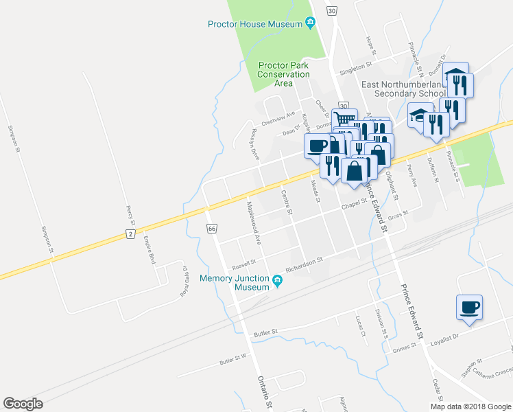 map of restaurants, bars, coffee shops, grocery stores, and more near 7 Maplewood Avenue in Brighton