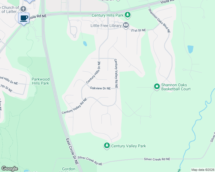 map of restaurants, bars, coffee shops, grocery stores, and more near 2965 Oakview Drive Northeast in Rochester