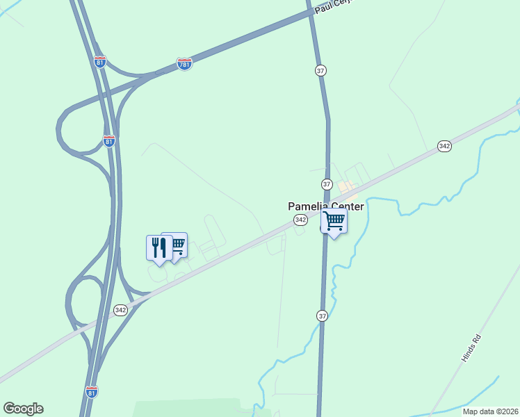 map of restaurants, bars, coffee shops, grocery stores, and more near 23503 New York 342 in Watertown