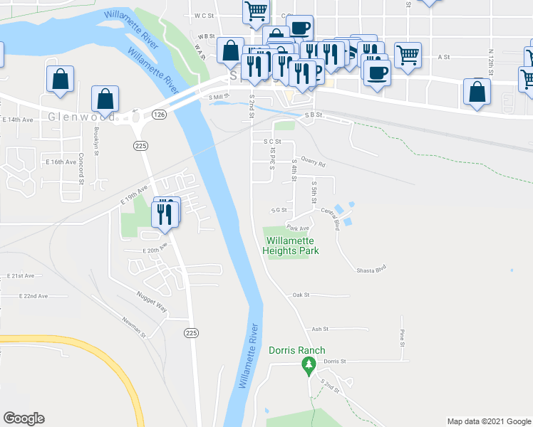 map of restaurants, bars, coffee shops, grocery stores, and more near 706 South 3rd Street in Springfield